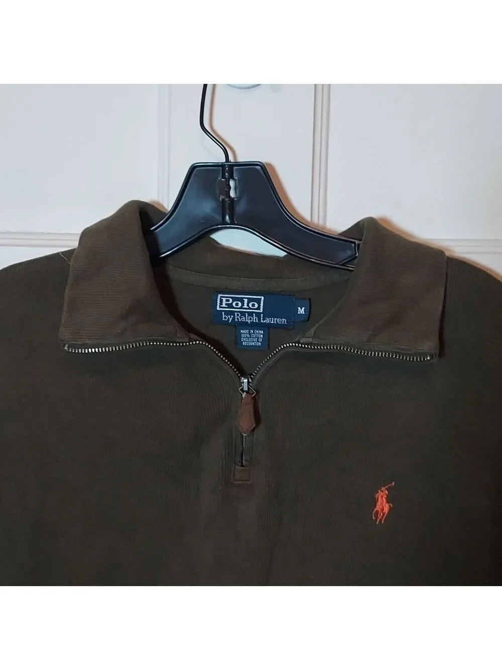 Polo Ralph Lauren Khaki Green Quarter Zip Pullover Sweater